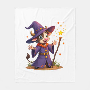Moo-Gician the Cow Sorcerer Fleece Blanket