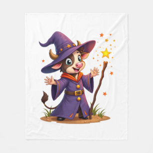 Moo-Gician the Cow Sorcerer Fleece Blanket