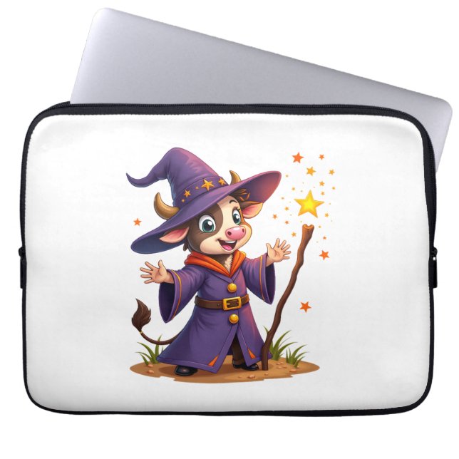 Moo-Gician the Cow Sorcerer Laptop Sleeve (Front)