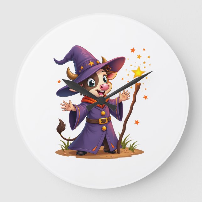Moo-Gician the Cow Sorcerer Large Clock (Front)