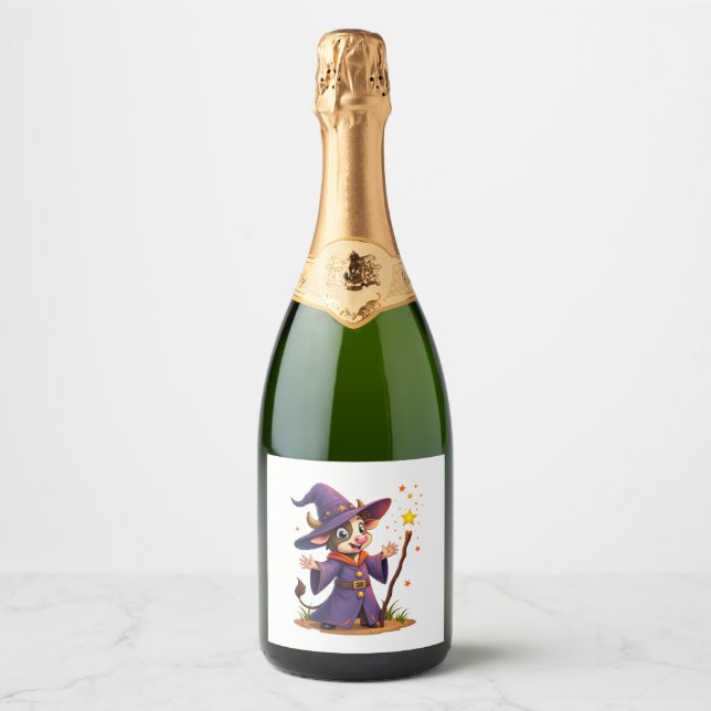 Moo-Gician the Cow Sorcerer Sparkling Wine Label (Front)