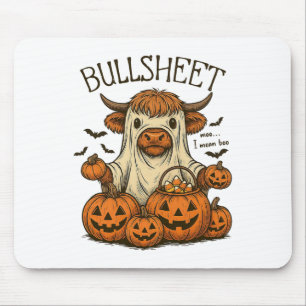 Moo... I Mean Boo Bullsheet Cow Ghost Halloween 1 Mouse Pad