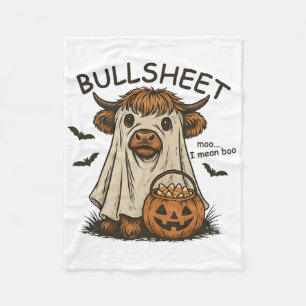 Moo... I Mean Boo Bullsheet Cow Ghost Halloween  Fleece Blanket