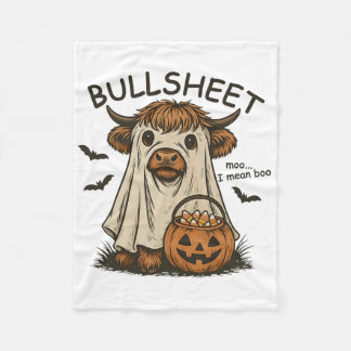 Moo... I Mean Boo Bullsheet Cow Ghost Halloween  Fleece Blanket