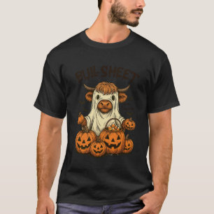 Moo... I Mean Boo Bullsheet Highland Cow Ghost Hal T-Shirt