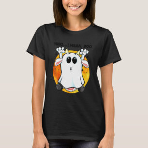Moo I Mean Boo Cow Ghost Red Moon Halloween T-Shirt