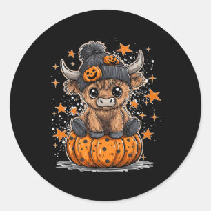 Moo I Mean Boo Funny Fall Pumpkin Cow Halloween Classic Round Sticker