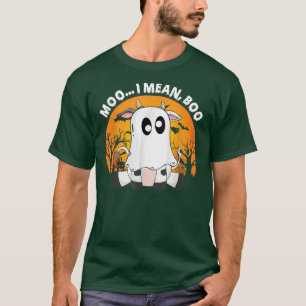 Moo I Mean Boo Funny Ghost Cow Halloween T-Shirt