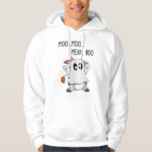 Moo I Mean Boo Ghost Cow Ghost Cow Halloween Farme Hoodie