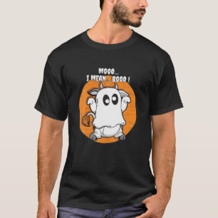 Moo I Mean Boo Ghost Cow Halloween Farmer T-Shirt