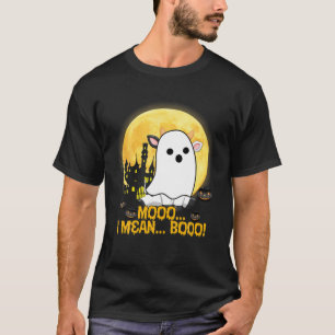 Moo I Mean Boo Ghost Cow Jack O’ Lantern Halloween T-Shirt