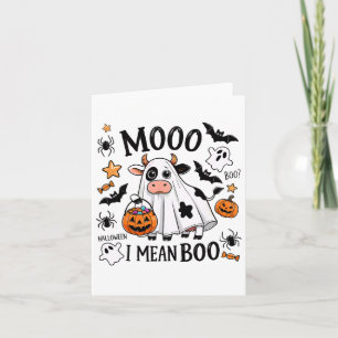 Moo I Mean Boo Spooky Cow Halloween Spooky Heifer Card