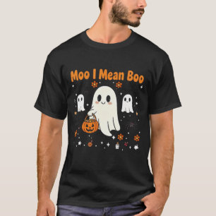 Moo I Mean Boo Witch Scottish Highland Cow Hallowe T-Shirt