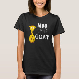 Moo I'm A Goat Funny Cartoon Giraffe Graphic Ironi T-Shirt