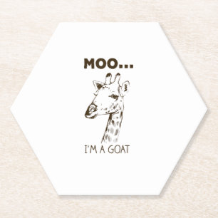 Moo I'm A Goat Funny Graphic Giraffe Vintage Paper Coaster