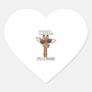Moo I'm A Goat Giraffe Lover Animals Lover Zoology Heart Sticker
