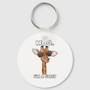 Moo I'm A Goat Giraffe Lover Animals Lover Zoology Key Ring