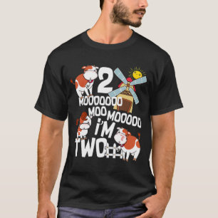 Moo Im Two 2nd Birthday Cute Funny Cow Sounds Todd T-Shirt