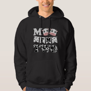 Moo I'm Two Birthday 2 Years old Cow Print Farm An Hoodie