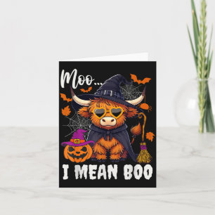 Moo Mean Boo Witch Highland Cow Halloween Costume Card