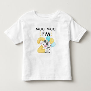 Moo Moo I'm Two 2nd Birthday Funny Cow Sounds Toddler T-Shirt