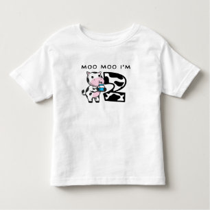 Moo Moo I'm Two 2nd Birthday Funny Cow Sounds  Toddler T-Shirt