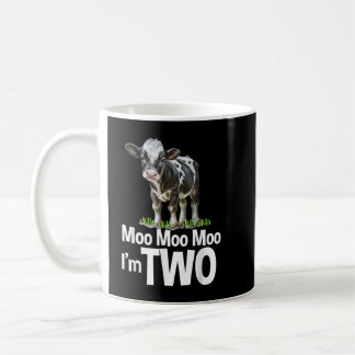 Moo Moo Im Two 2nd Birthday Funny Cute Cow Sounds  Coffee Mug