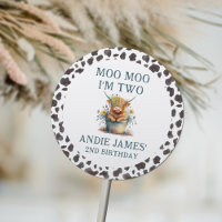 Moo Moo I'm Two Cow Print Farm Girl 2nd Birthday