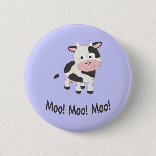 Moo Moo Moo Cute Cartoon Cow 6 Cm Round Badge (Front)
