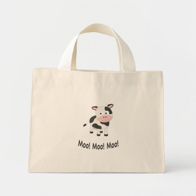 Moo Moo Moo Cute Cartoon Cow Mini Tote Bag (Front)