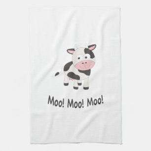 Moo! Moo! Moo! Cute Cow Tea Towel