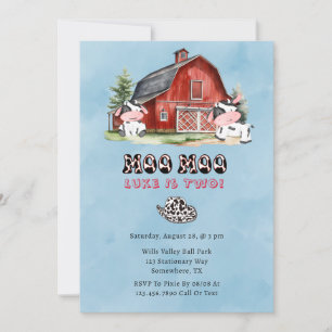 Moo Moo Name Is Two Boy Birthday Party Invitation