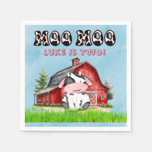 Moo Moo Name Is Two Kids Birthday Party Napkin