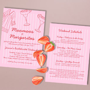 Moo Moos & Margaritas Pink & Red Bachelorette Invitation