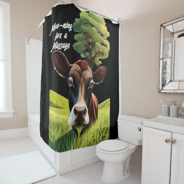 Moo-ning for a Massage Shower Curtain (In Situ)