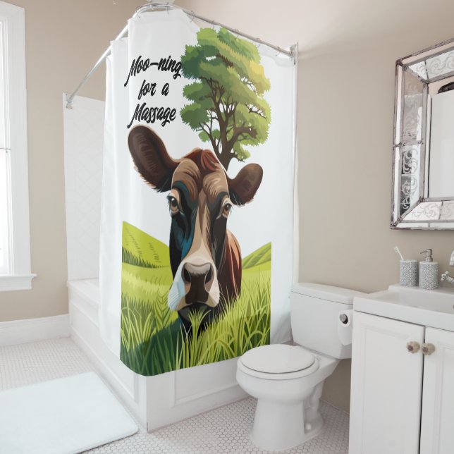 Moo-ning for a Massage Shower Curtain (In Situ)