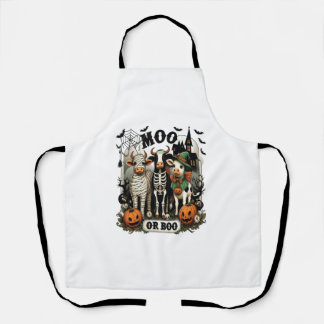 Moo or Boo Halloween Cow Apron