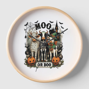 Moo or Boo Halloween Cow Clock
