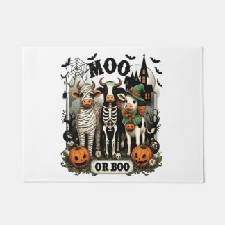 Moo or Boo Halloween Cow Doormat