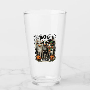 Moo or Boo Halloween Cow Glass