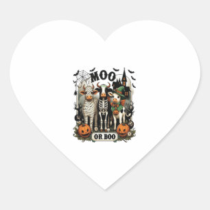 Moo or Boo Halloween Cow Heart Sticker