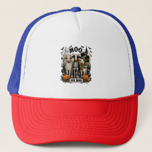 Moo or Boo Halloween Cow Trucker Hat