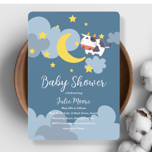 Moo Over the Moon Baby Shower Invitation (Creator Uploaded)