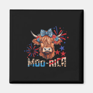 Moo-rica Highland Cow 4th Of July Memorial Day Magnet
