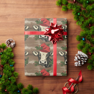 Moo-rry Christmas Cow Wrapping Paper