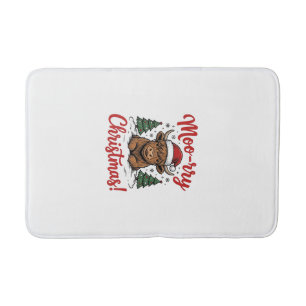 Moo-rry Christmas Highland Cow Vintage Shirt Desig Bath Mat