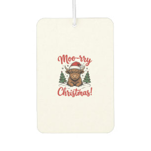 Moo-rry Christmas Highland Cow Vintage Shirt Desig Car Air Freshener