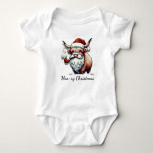 Moo-ry Christmas Design Baby Bodysuit