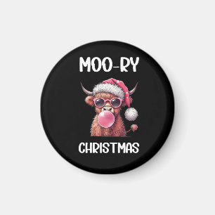 Moo-ry Christmas Scottish Higland Cow Magnet