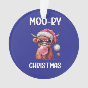 Moo-ry Christmas Scottish Higland Cow Ornament